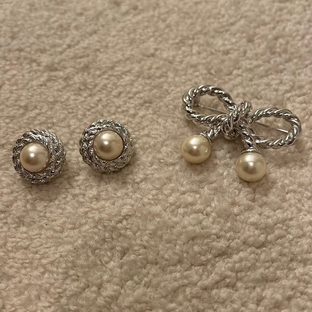 Sterling silver pin and earrings